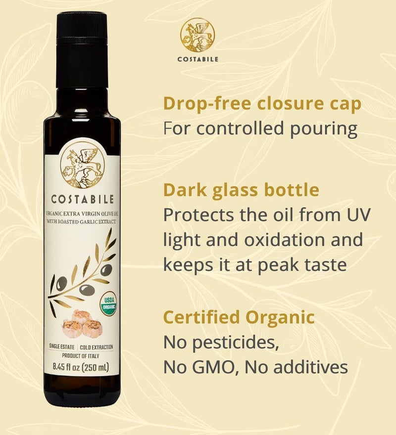 Costabile Organic Extra Virgin Olive Oil with Roasted Garlic - Image 2